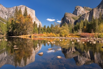 Valley View of El Capitan from the Merced River, Yosemite, California, USA. Autumn (October) 2013.
