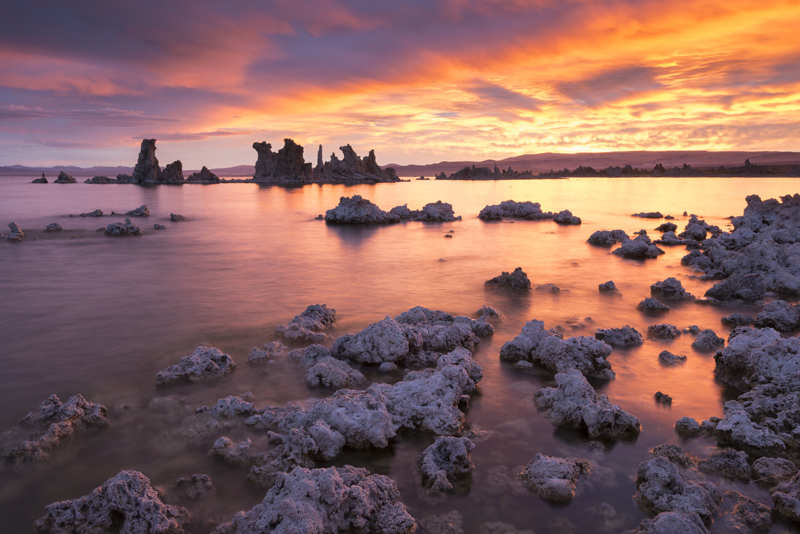 Colourful sunrise above Mono Lake, California, USA. Autumn (October) 2015.